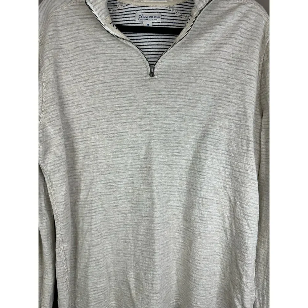 J. Crew Knit Goods Beige Tan Long Sleeve Quarter Zip Pullover Sweatshirt Size M